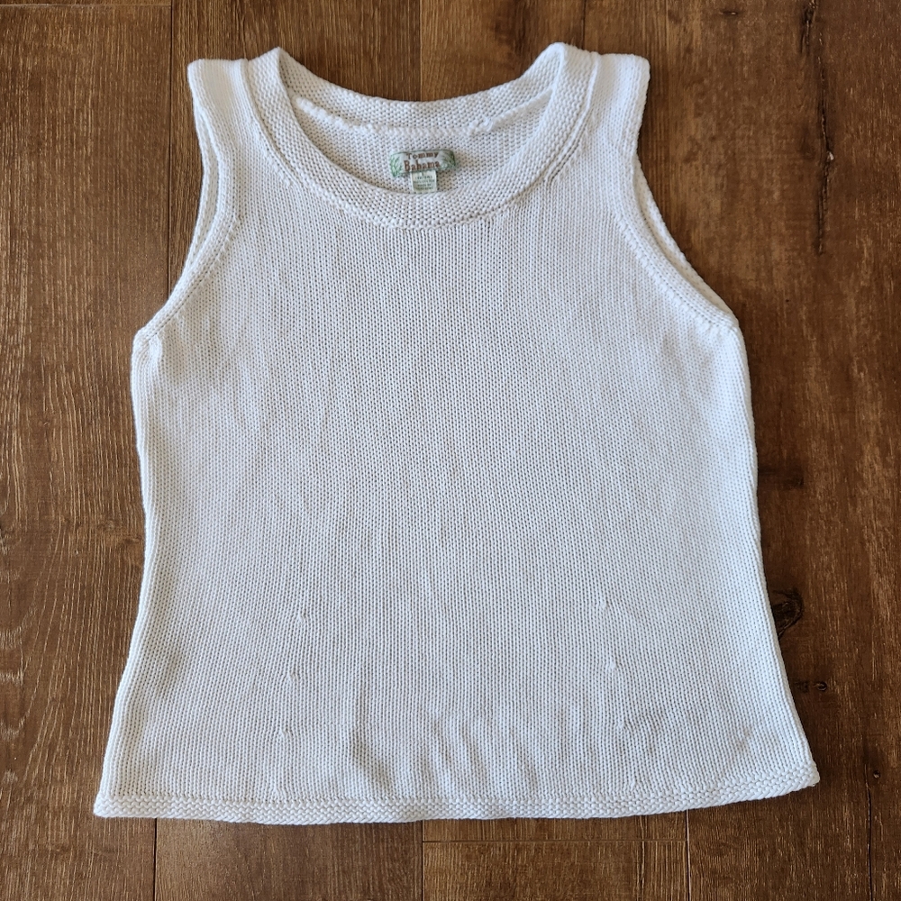 Vtg Tommy Bahama Cotton Ivory Knit Sweater Vest Large Retro Quiet Luxury Minimal